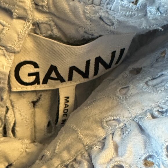 GANNI eyelet blouse in light blue ~ size M, pre-owned! - Picture 3 of 3